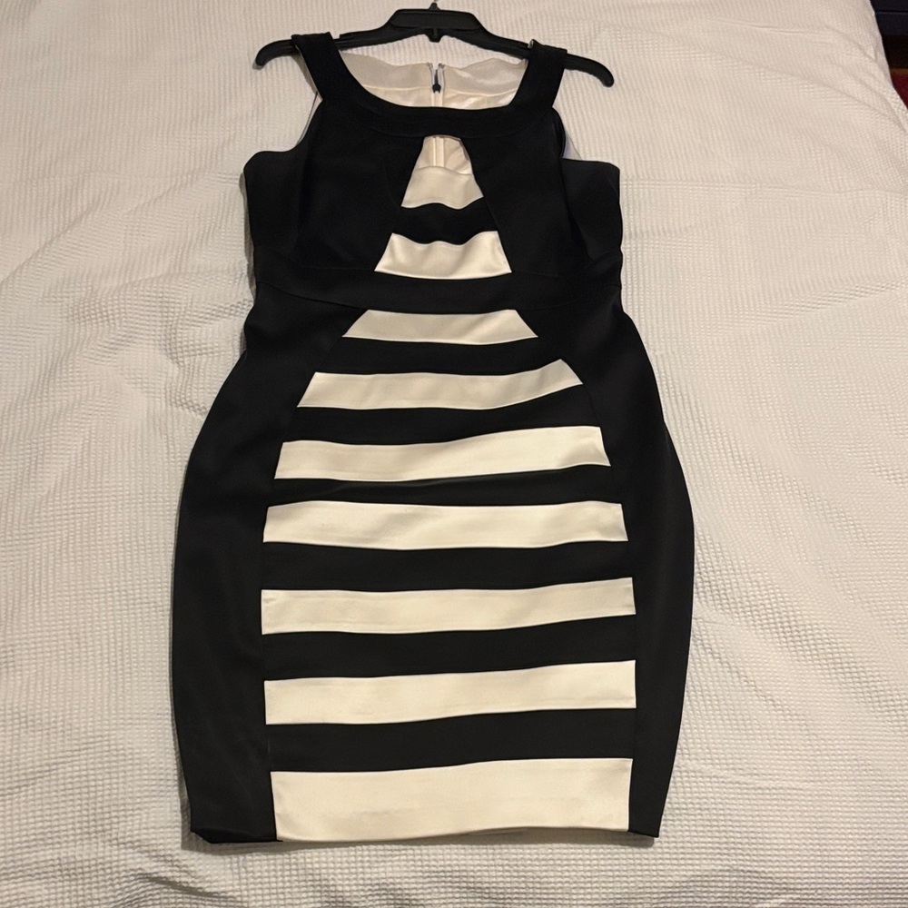Jax Black and White Striped Midi Dress